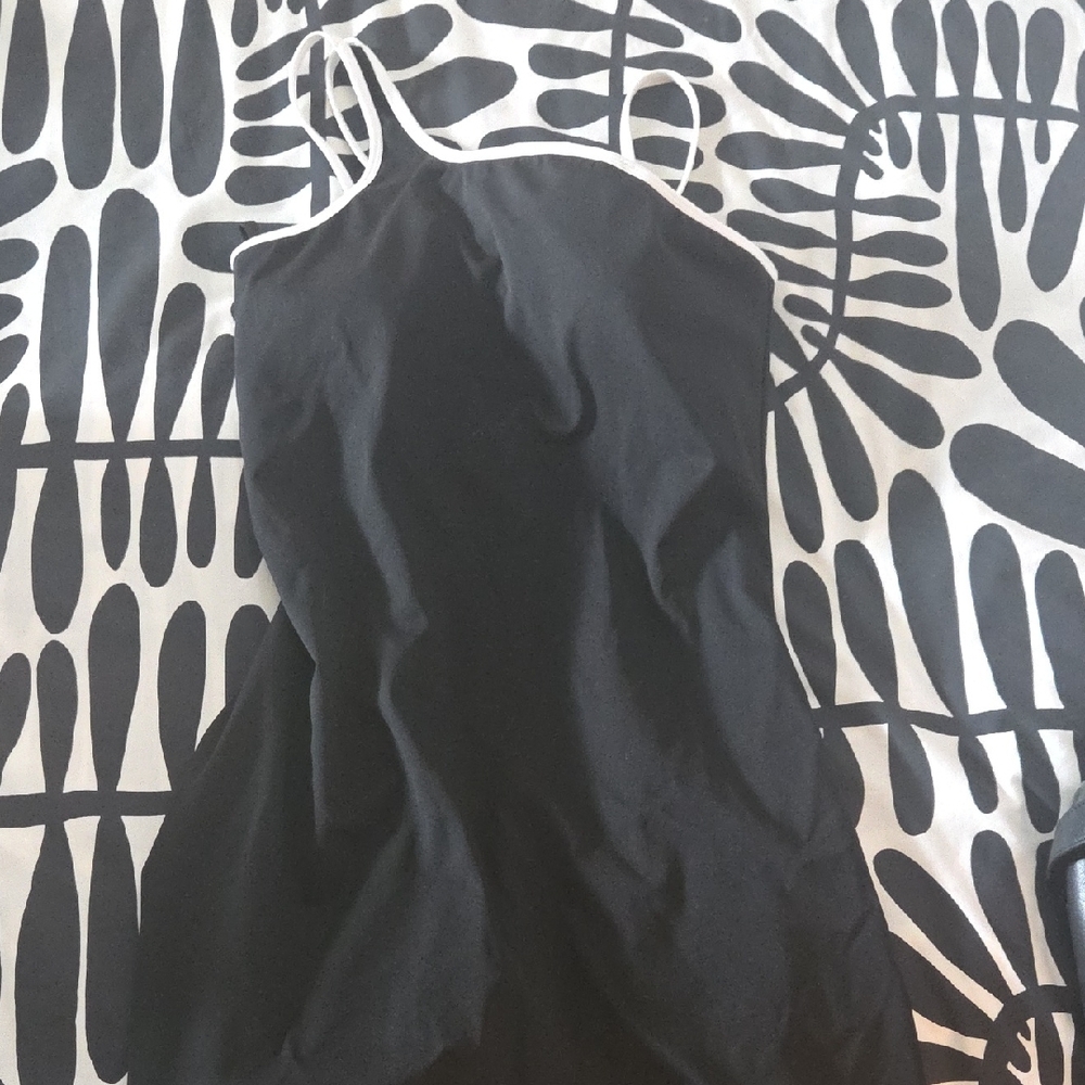 Nelly Black Sports/Swim Dress w White Trim, NWT-Med With Skimmer "Body Armor"